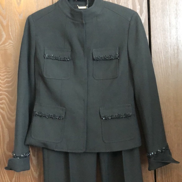 A.B. S. BY ALLEN SCHWARTZ HEAVY BLACK SUIT SIZE 10 BEADS ACCENT LINED NWOT#057 - Picture 4 of 16